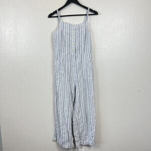 Old Navy Jumpsuit Womens Small Blue White‎ Striped Linen Blend Nautical Resort